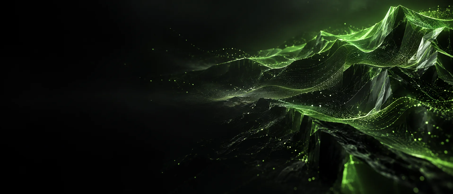 Abstract neon-green digital landscape